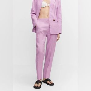 Mango | 100% Linen Pants Trousers in Lilac